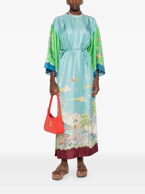 ALEMAIS Daria graphic-print silk midi dress - Blue - zdjęcie produktu nr 2