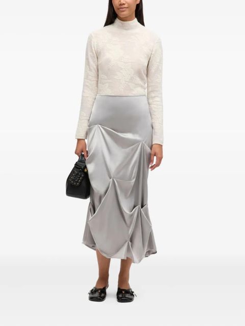 GANNI asymmetrical-hem draped midi skirt - Grey