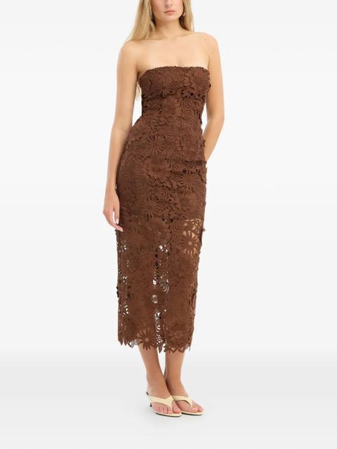ROTATE BIRGER CHRISTENSEN 3D lace midi dress - Brown - zdjęcie produktu nr 2