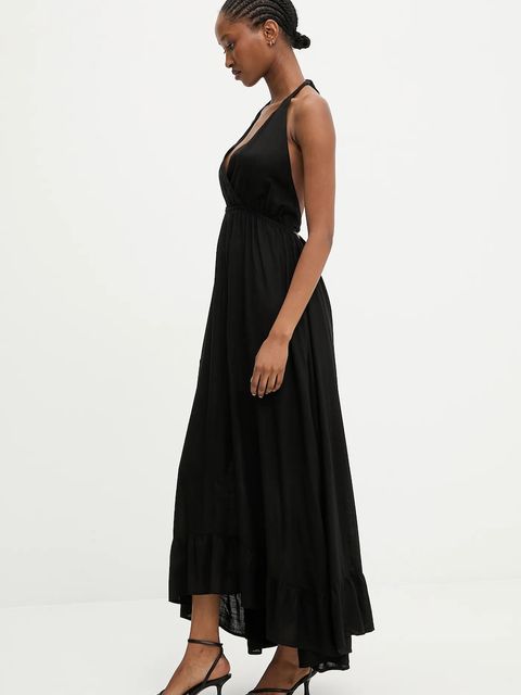 Answear.LAB sukienka bawełniana kolor czarny maxi rozkloszowana - zdjęcie produktu nr 1