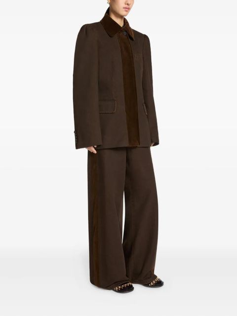 DRIES VAN NOTEN velvet-trim denim blazer - Brown