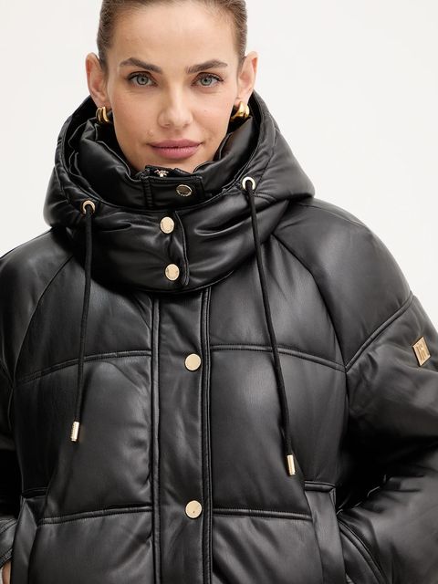 Fracomina kurtka kolor czarny zimowa oversize FS25WC3002P41101