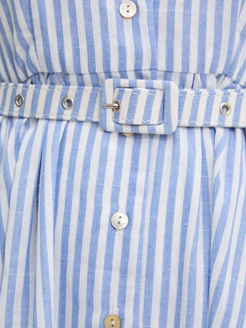 Answear.LAB sukienka kolor niebieski midi rozkloszowana