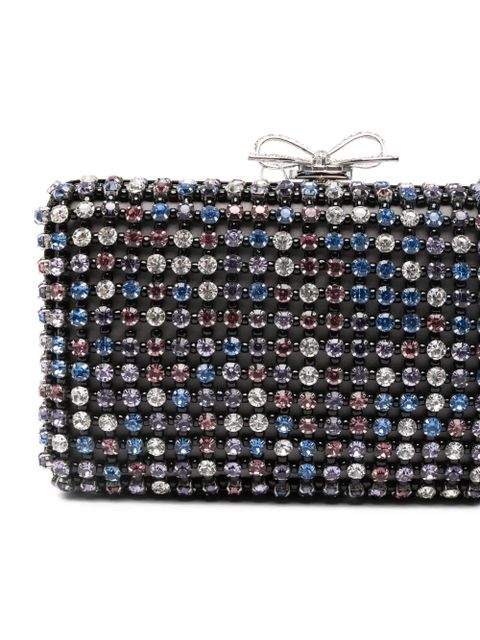 Self-Portrait chainmail crystal-embellished mini clutch bag - Black - zdjęcie produktu nr 2