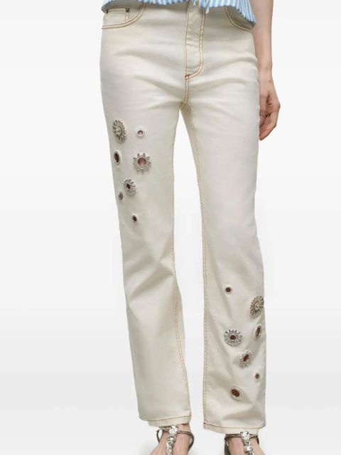AREA cut out-detail jeans - White