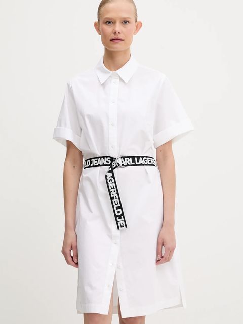 Karl Lagerfeld Jeans sukienka bawełniana kolor biały mini prosta A3W13030 - zdjęcie produktu nr 1