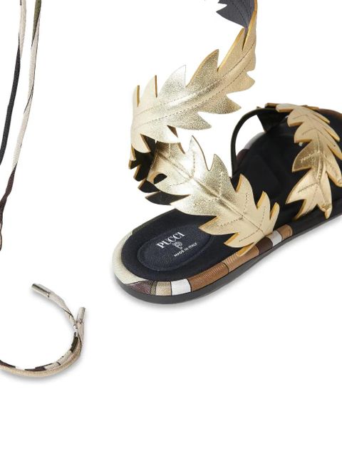 PUCCI Edera leaf flat sandals - Black
