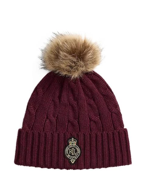 Lauren Ralph Lauren cable-knit pom-pom beanie hat - Red - zdjęcie produktu nr 1