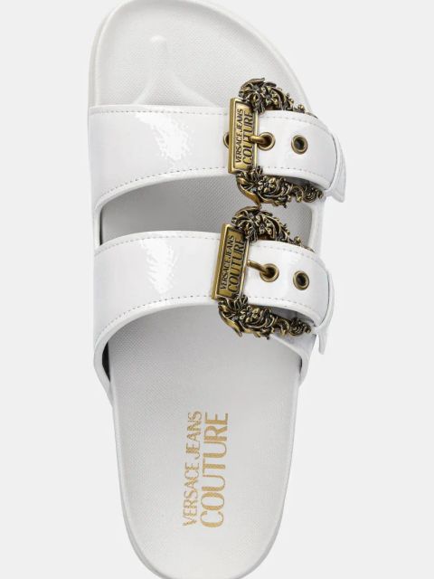 Versace Jeans Couture klapki damskie kolor biały na platformie 78VA3SM1 ZS539 003