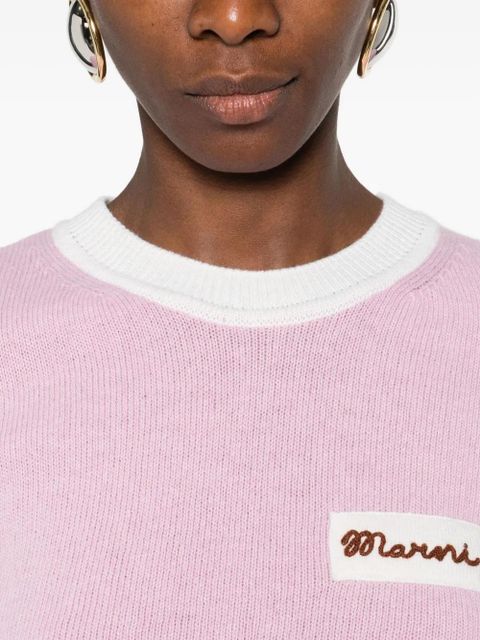 Marni embroidered crew-neck jumper - Pink