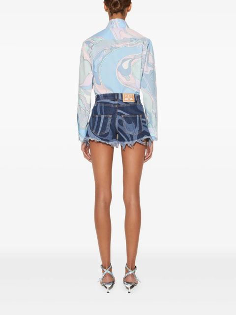 PUCCI orchidee-print cotton shirt - Blue