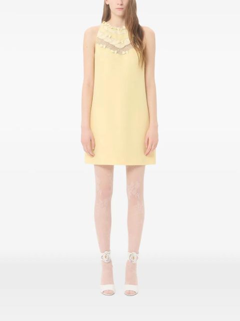 Valentino Garavani embroidered crepe couture short dress - Yellow