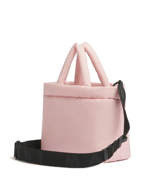 Marni padded logo-patch tote bag - Pink
