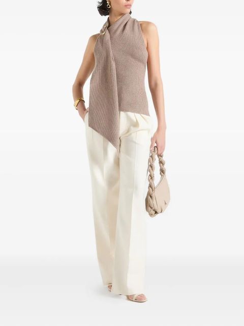 Manière De Voir Elodie knitted draped halterneck top - Brown - zdjęcie produktu nr 2