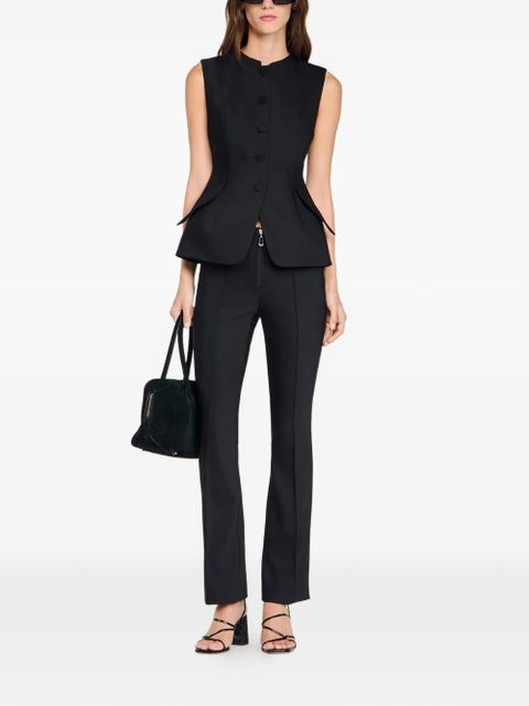 SANDRO Peplum buttoned front-pocket gilet - Black - zdjęcie produktu nr 2