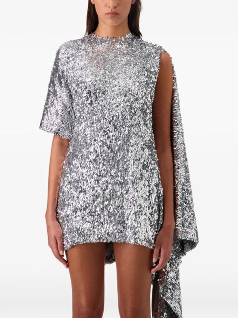 Coperni Zero draped asymmetric waste dress - Silver
