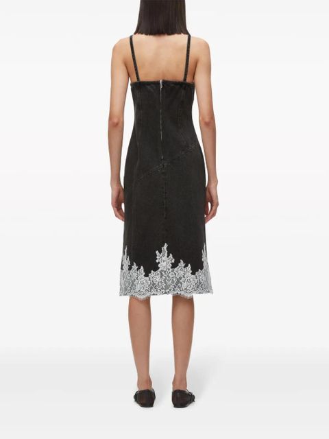 3.1 Phillip Lim lace-trim denim slip dress - Black