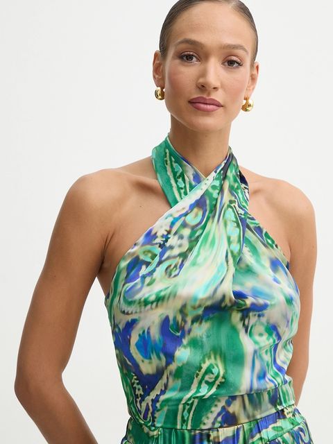 Simona Corsellini bluzka damska kolor zielony wzorzysta P25CPTO014