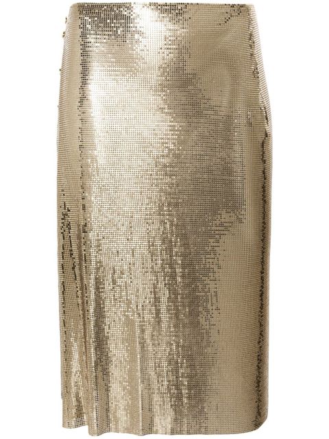 Rabanne Pression Chainmail midi skirt - Gold
