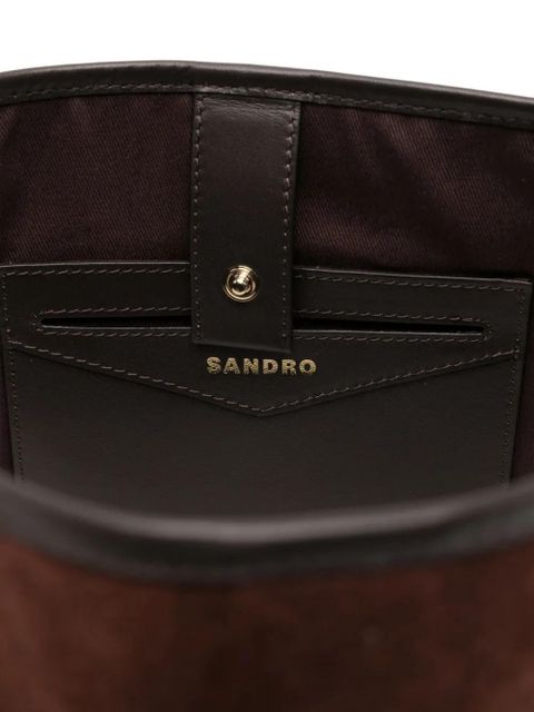 SANDRO suede leather-trimmed tote bag - Brown - zdjęcie produktu nr 2