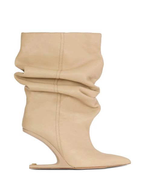 Balmain ruched smooth leather ankle boots - Neutrals - zdjęcie produktu nr 1