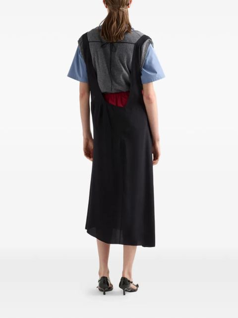 Prada Satin sablé dress with suspenders - Black
