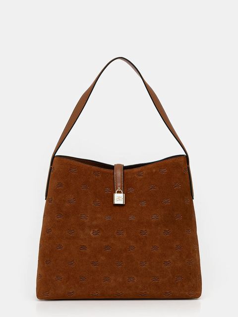 Karl Lagerfeld torebka zamszowa K/AUTOGRAPH kolor brązowy B1W30105 - zdjęcie produktu nr 1