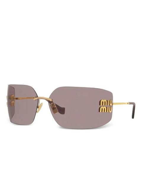 Miu Miu Eyewear logo-lettering sunglasses - Gold - zdjęcie produktu nr 1