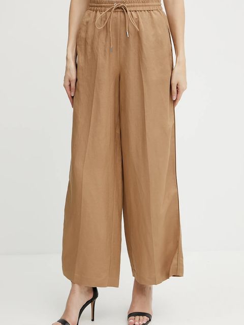 Karl Lagerfeld spodnie damskie kolor brązowy szerokie high waist A2W10016 - zdjęcie produktu nr 1