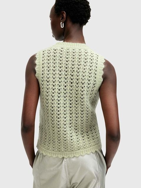 AllSaints kamizelka wełniana VIVIAN TANK kolor zielony lekki W057KB