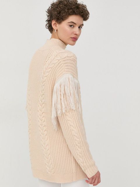 Bruuns Bazaar sweter damski kolor beżowy ciepły z półgolfem