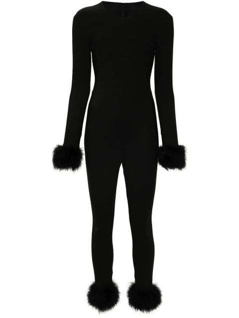 Blumarine feather-trim jumpsuit - Black - zdjęcie produktu nr 1