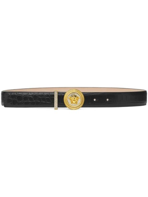 Versace Medusa Biggie croc-effect belt - Black - zdjęcie produktu nr 1