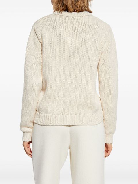 Moncler logo-embroidered cotton sweatshirt - White