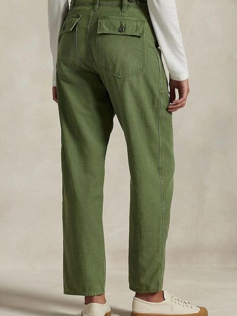 Polo Ralph Lauren spodnie bawełniane damskie kolor zielony proste medium waist 211978634