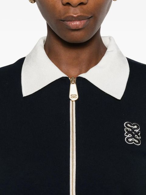 SANDRO embroidered zip-up sweatshirt - Blue