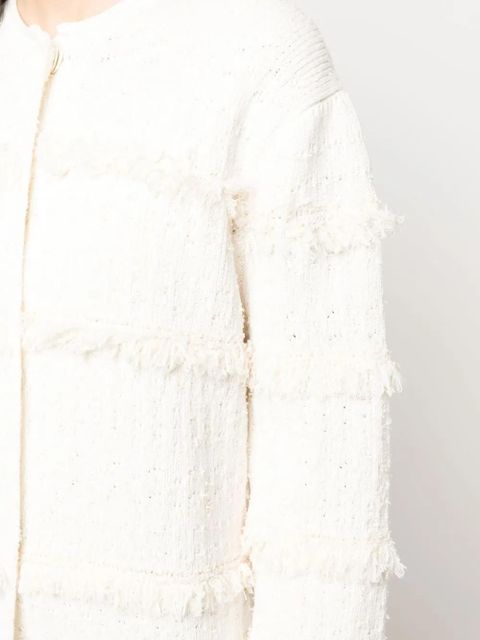 TWINSET fringe-detail long-sleeve cardi-coat - Neutrals