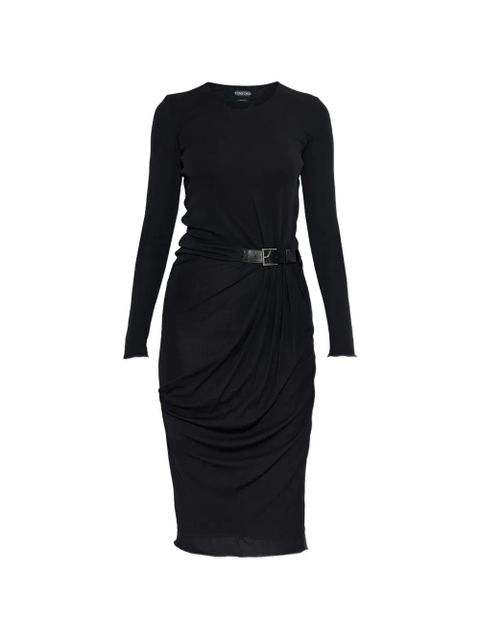 TOM FORD belt-detail midi dress - Black - zdjęcie produktu nr 1