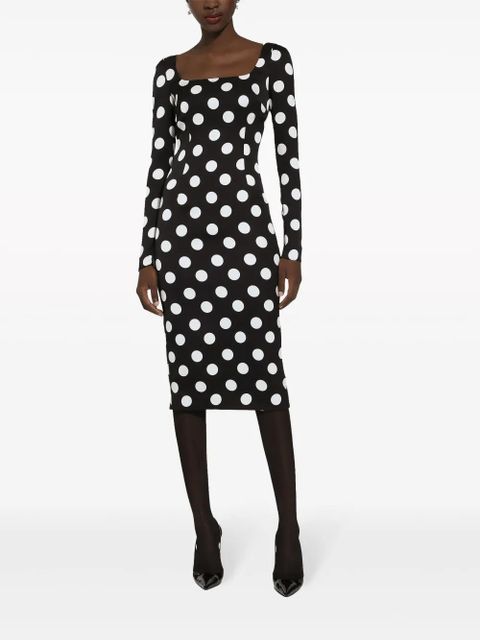 Dolce & Gabbana polka dot-print midi dress - Black