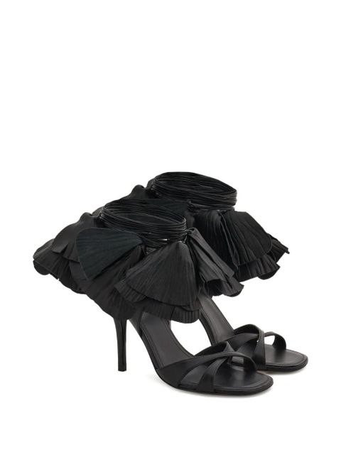 Ferragamo 90mm flower-embellished leather sandals - Black
