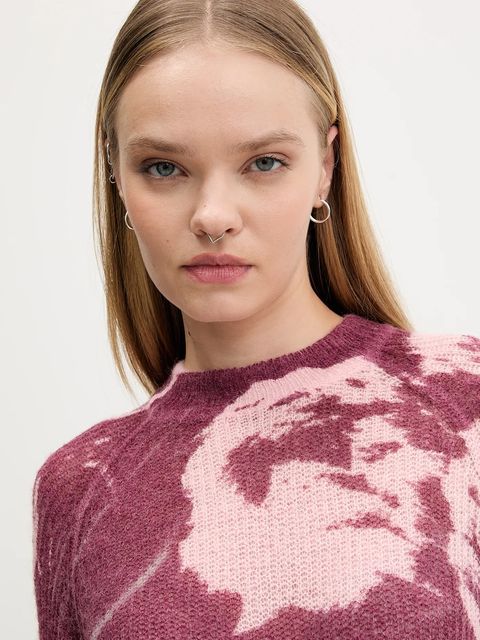 Desigual sweter z wełną HYDER damski kolor bordowy lekki 25WWJF31