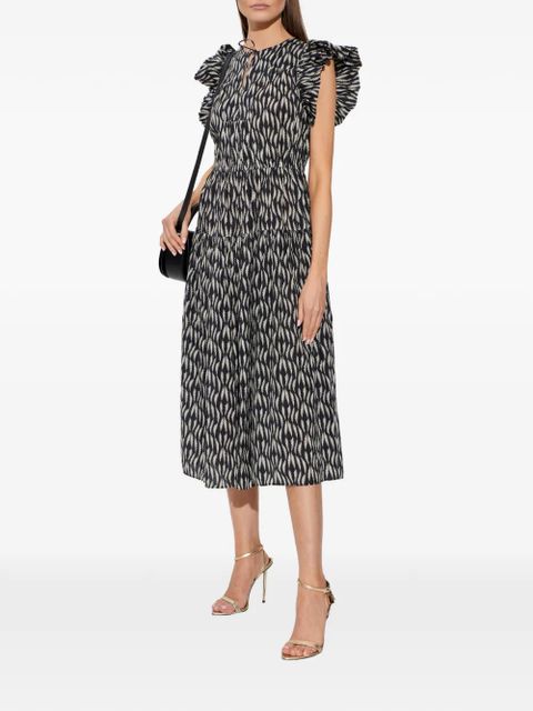 Ulla Johnson Kairi ruffled print midi dress - Black