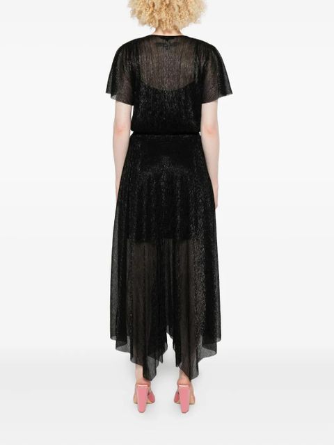 Maje metallic-effect pleated party dress - Black