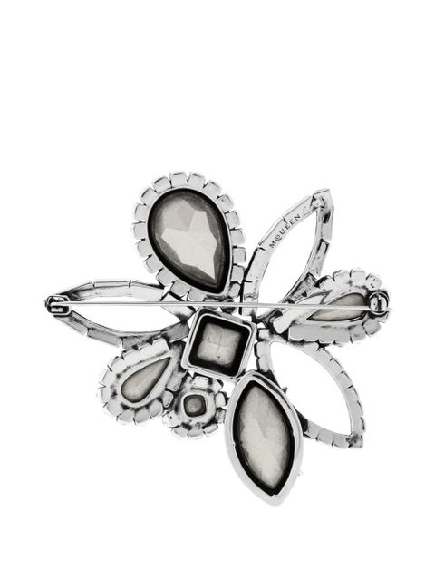 Alexander McQueen crystal flower brooch - Silver