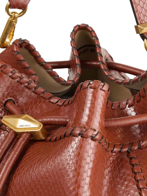Jimmy Choo Cinch M snakeskin-effect leather shoulder bag - Brown