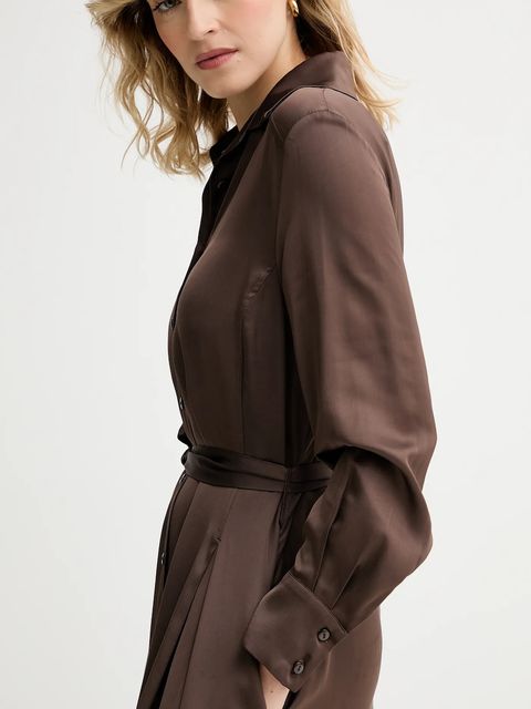 Answear.LAB sukienka kolor brązowy maxi rozkloszowana