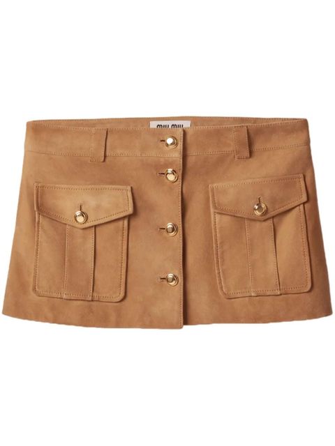 Miu Miu suede flap-pocket miniskirt - Brown - zdjęcie produktu nr 1