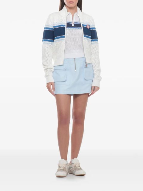 Casablanca striped pointelle-knit cardigan - White - zdjęcie produktu nr 2