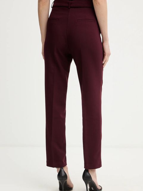 Morgan spodnie damskie kolor bordowy fason cygaretki high waist PLUNE.F