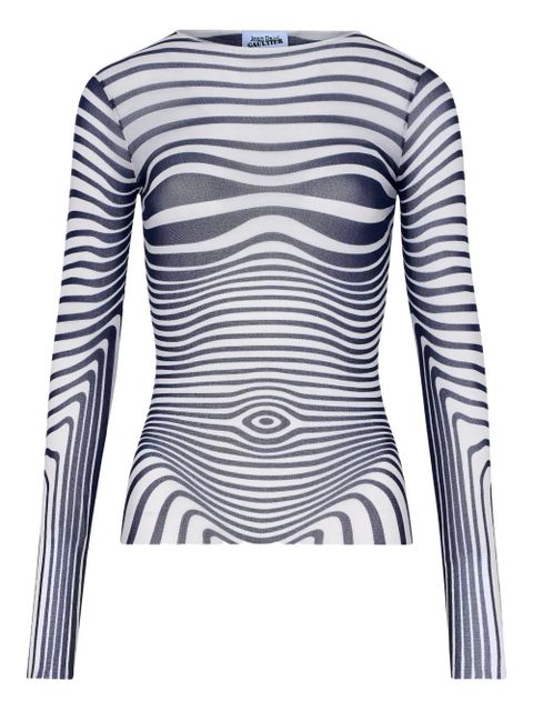 Jean Paul Gaultier long-sleeve morphing-stripes top - White - zdjęcie produktu nr 1